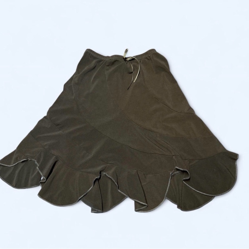 Girls Brown Ruffle Hem Skirt